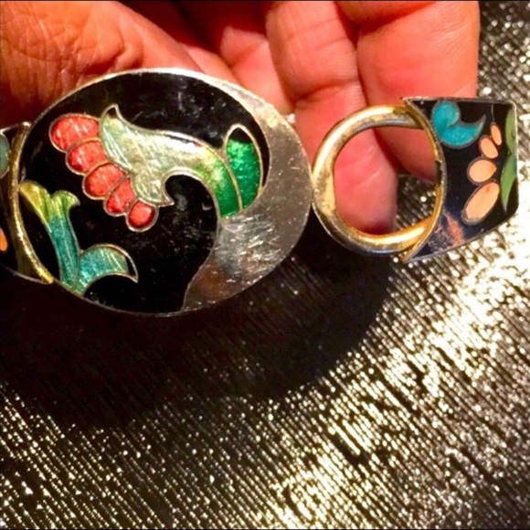 VINTAGE Cloisonné Hinge Bracelet Set - Picture 3 of 9
